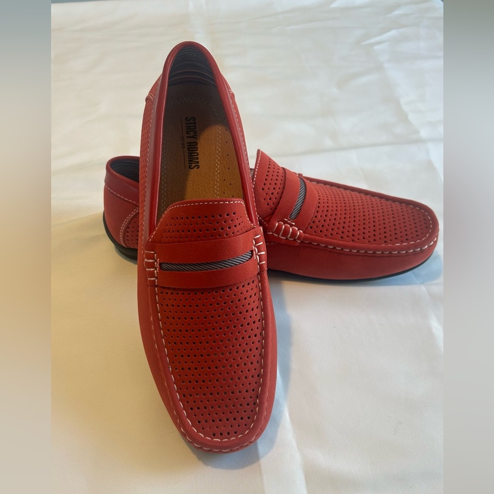 Stacy Adams Men's Red Perforated Driving Loafers - Size 8.5 M - NWOT